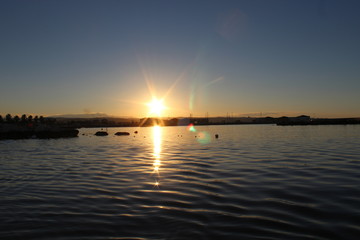 Fototapeta na wymiar harbor at sunset