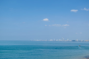 Calm Sea Ocean And Blue Sky Background