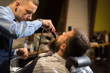 Grooming beard in a Barbershop