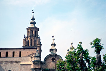 Naklejka premium Several images of historic buildings, bullring, streets and Cathedral of Tarazona, Aragon, Spain