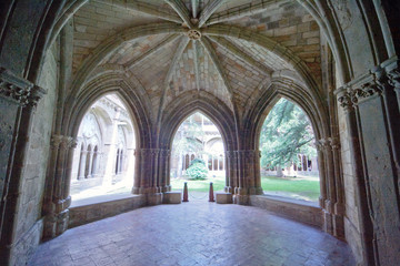 Several images of historic buildings, bullring, streets and Cathedral of Tarazona, Aragon, Spain