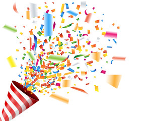 Fototapeta premium Exploding party popper with confetti Vector
