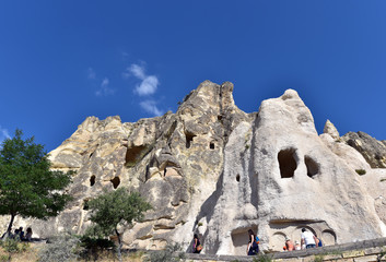 Goreme located among the "fairy chimney" rock formations, is a town in Cappadocia, a historical region of Turkey