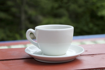 cup of coffee on the veranda