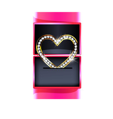 pink gift box with jewelry heart