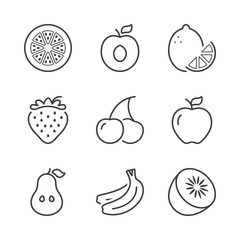 basic fruits thin line icons 1