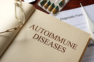 Book with diagnosis autoimmune diseases. Medic concept.