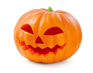 Halloween pumpkin head jack lantern isolated on white