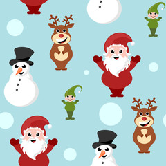 repeating background with Christmas cartoon characters 