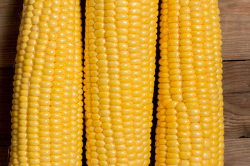 corn on the wooden background