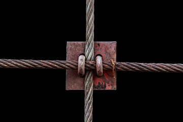 Pull the suspension bridge on  isolated black background