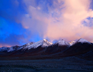 Mountain landscape at Tso Moriri lake in Ladakh, India