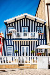 Fototapeta premium colorful houses in Costa Nova, Aveiro, Portugal