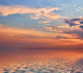 Bright sea sunset