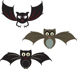 Isolated Black, Grey Bats