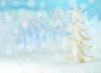 White Christmas - Christmas decoration ,white tree on a blue background