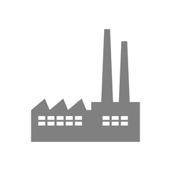 Grey factory vector icon on white background