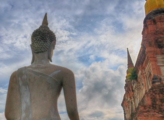 Obraz premium Silhouette the back Buddha statue