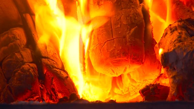 Burning Bonfire. Closeup
