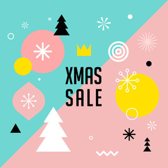 Fototapeta na wymiar Merry Christmas, geometric abstract background, sale poster, theme and scandinavian style background pattern