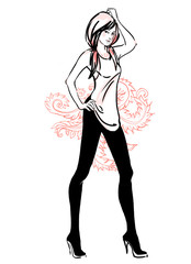 Fashion model. Sketch.