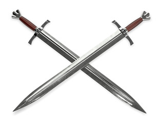 Dual Medieval swords with wooden handles