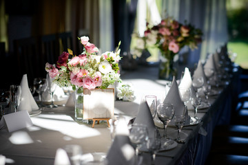 Table set for an event party or wedding reception
