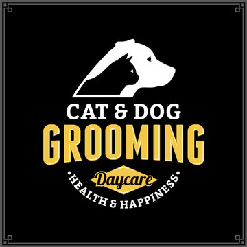 Vector Cat And Dog Grooming Logo