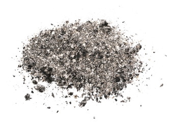 ash isolated on white background, texture with clipping path