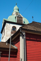 Fototapeta na wymiar Separate belltower of Porvoo Cathedral