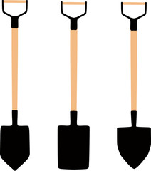 Set of garden shovels