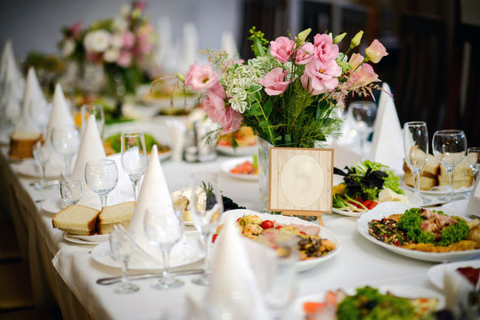 Table set for an event party or wedding reception
