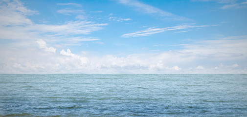 Blue sea/ocean and clouds sky abstract background in Thailand. horizon over view. summer relaxing time.
