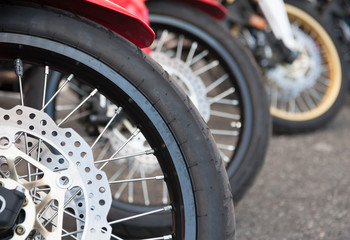 Motorcycle brake and wheel close up