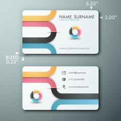 Modern simple light business card template with colorful ribbons and circle logo