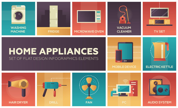 Home Appliances -flat design icons set