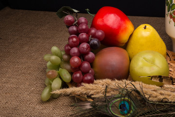 Still life with artificial fruit
