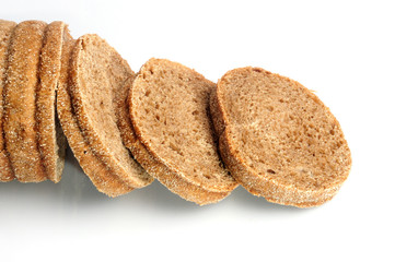 sliced rye bread , isolated on white