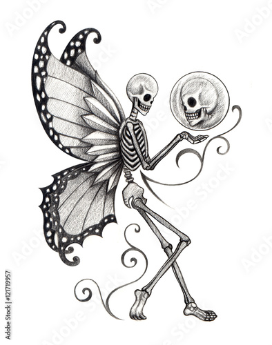 "Art skull fairy tattoo.Art design skull fairy surreal for ...
