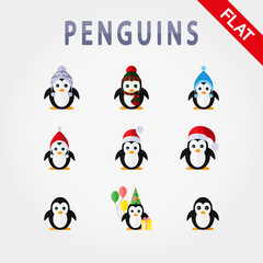 Penguins in different hats