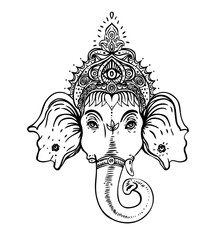 Hindu Lord Ganesha. Vector illustration.