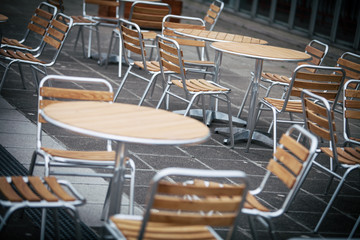 Wooden chairs and tables