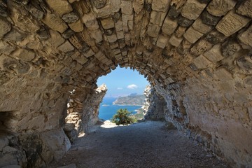 Saint George Chapel, castle in Monolithos, Greece