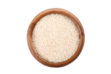 broken rice in a wooden bowl. for healthy cooking ingredient