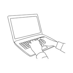 Human hands typing on a laptop keyboard