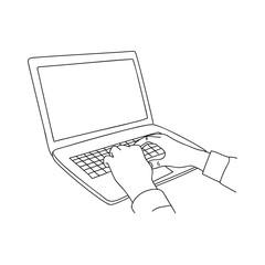 Human hands typing on a laptop keyboard
