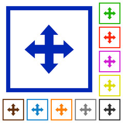 Move arrows framed flat icons