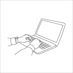 Human hands typing on a laptop keyboard