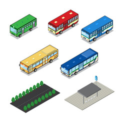 public transportation bus with road and bus stop
