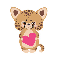 Cute jaguar with a heart